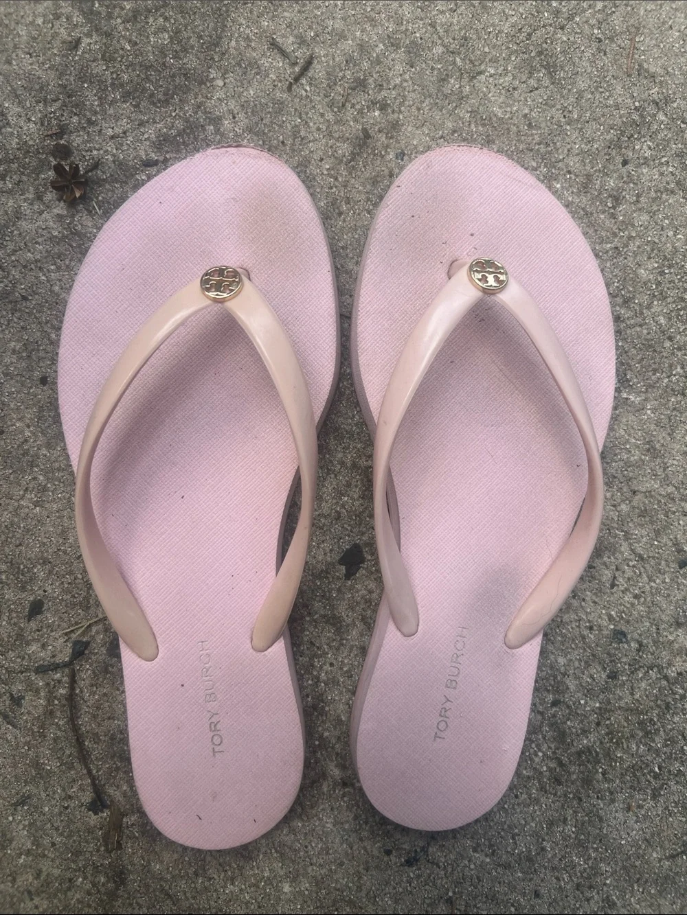Tory Burch Pale Pink Logo Flip Flop Sandals